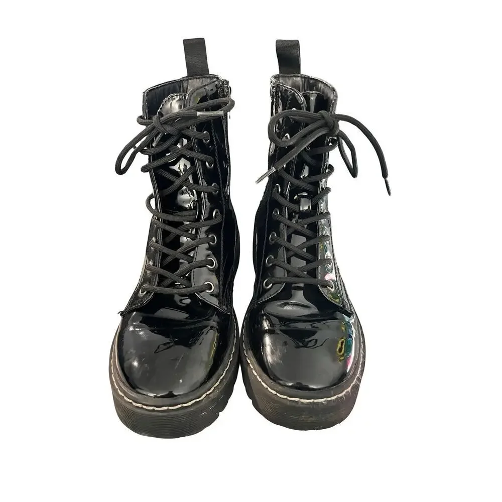 Sincerely Jules Harley Black Patent Platform Combat Boots Size 6.5 - Picture 3 of 11